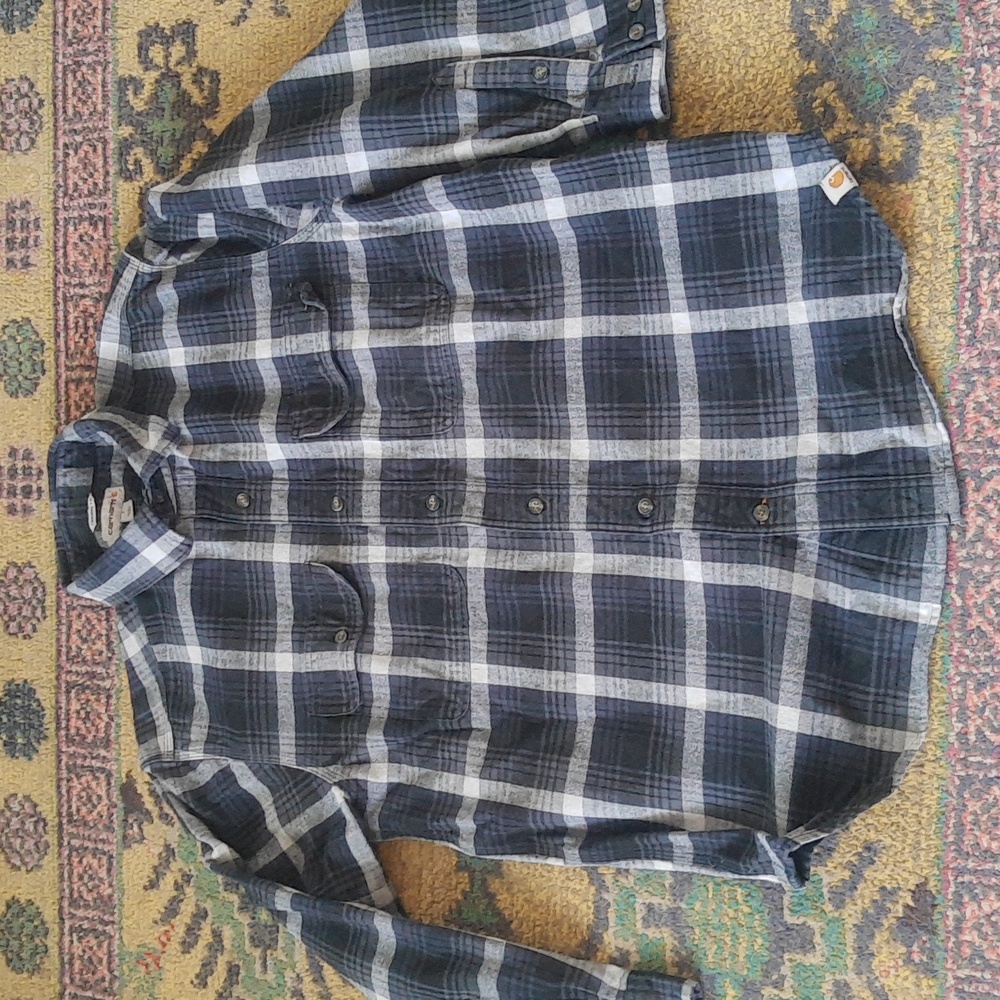 Carhartt Men's L Original Fit Heavy Weight Blue Plaid Flannel
